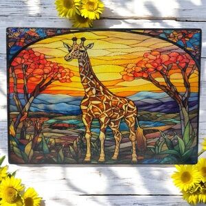 11 x 8 Giraffe Glass Cutting Board